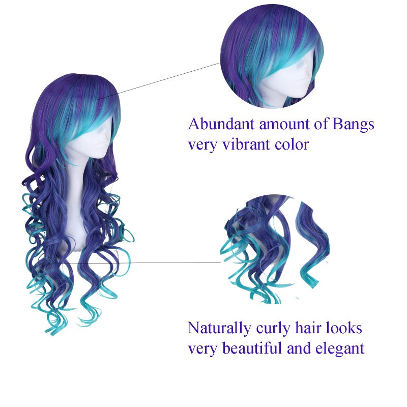 YANMENG Long Curly Mermaid Costume Wig for Women Hair Unisex Adult Cosplay Wig Halloween Hair - Image 5